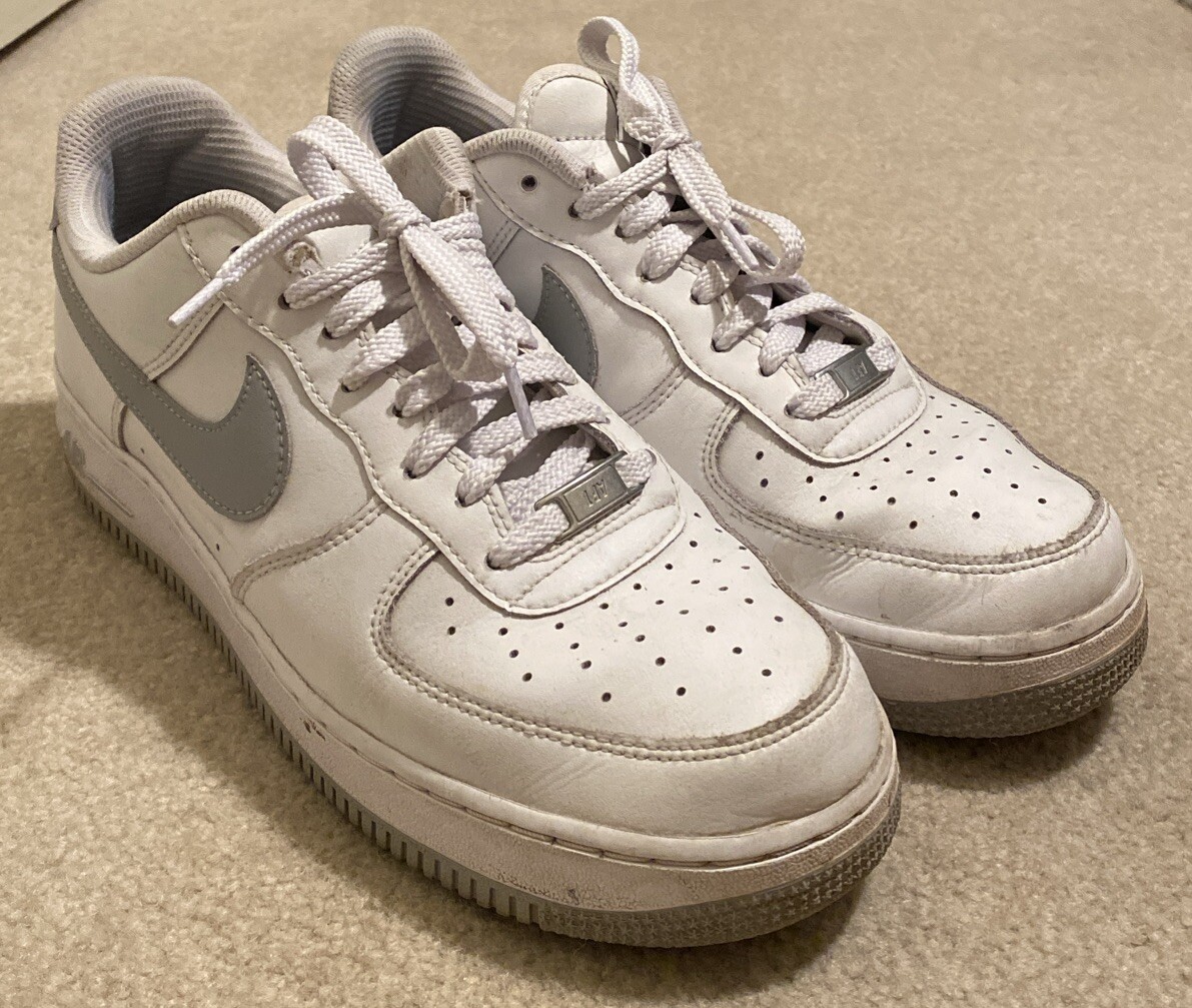 Nike Air Force Low iD White Gray Swoosh Leather Sneakers Women’s