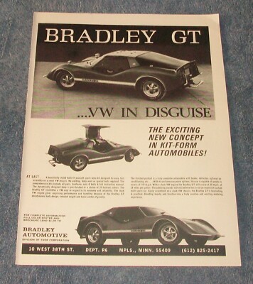 1972 Bradley GT Vintage Kit Car Ad ''...VW in Disguise''