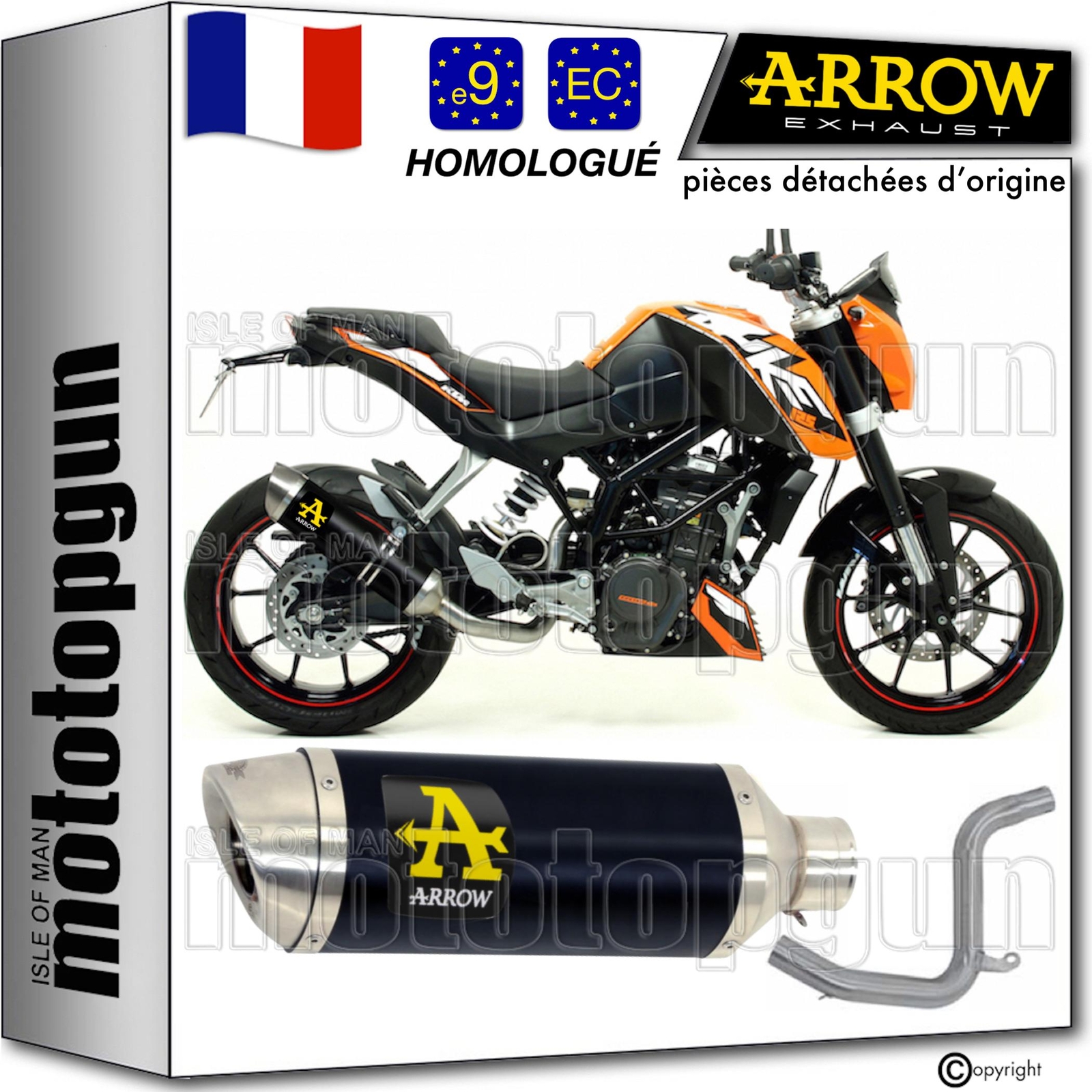 Pot echappement noir Arrow Thunder pour moto KTM Duke 200 de 2013