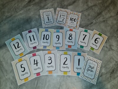 Baby Milestone Cards Pastel Colors - 16 count