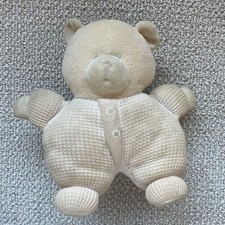 Vintage Eden Beige Thermal Waffle Weave Teddy Bear Plush 9 Stuffed Animal Baby