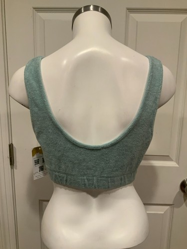 Zara Light Blue Green Terry Cloth Cropped Top Sports Bra, Size Medium - Picture 4 of 6