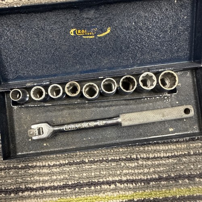 #ad 1940#x27;s Craftsman 1 4quot; Drive SAE Socket Set Breaker Bar amp; Case BE Made in USA $89.00