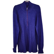 NWT Eddie Bauer Mens Quarter Zip Pullover Sweater Knit Blue Grape Juice Size XXL