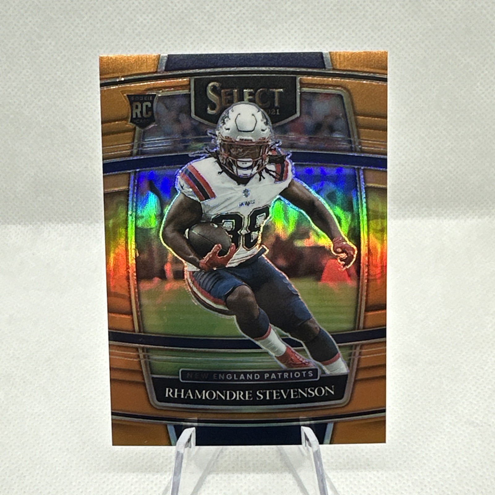 2021 Panini Select Rhamondre Stevenson Concourse ORANGE Prizm Rookie #/49 SSP 📈