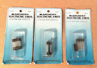3 Packs NOS Archer 276-1993 14 Pin Wire Wrap DIP IC Sockets Radio Shack