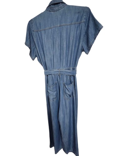 LANE BRYANT Fluid Denim Drapery Jumpsuit Wide Leg Chambray Overalls 24 NWOT - Picture 9 of 15