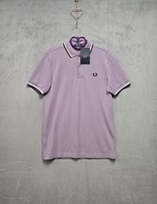 Image of Fred Perry men's short sleeve polo shirt Twin tipped size small lavender BNWT