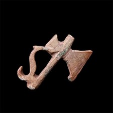 Antique Roman Bronze Fibula Axe Shape 4th-5th Century COA