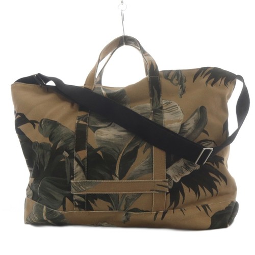 OFF WHITE Tote Shoulder Bag 2Way Botanic Canvas Brown Men
