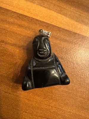 Anhänger Vintage lächelnder Buddha, Onyx, 2,9x2cm, 10g
