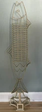VTG Unique Metal Folk Art CD Tower Rack Fish Shaped Holds 20 Discs