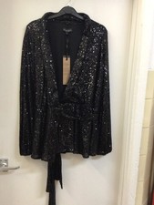 New Phase Eight black sequin wrap blouse UK size 14
