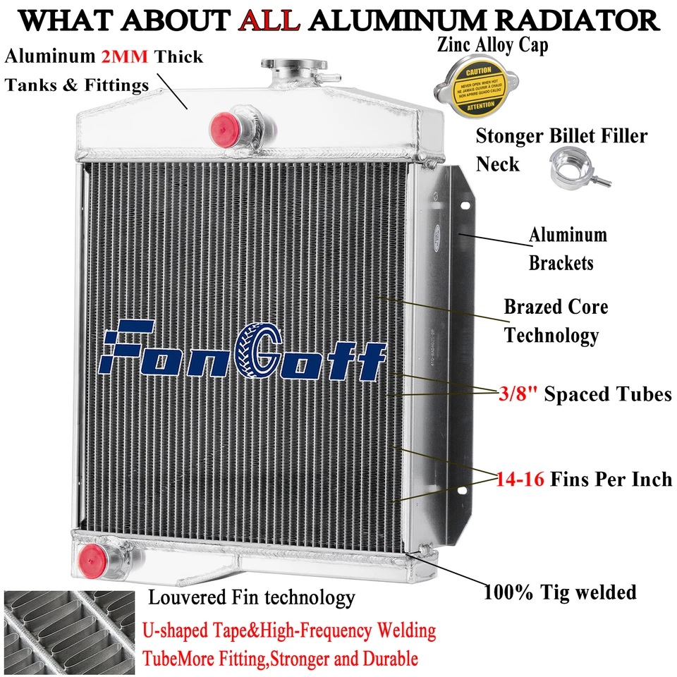3 Row Radiator+Shroud Fan For 55-58,1956 Jeep Willys 59-71 CJ3 CJ5 CJ5A CJ6 CJ6A Foto 2 de 4