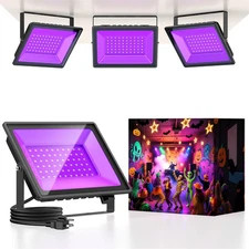 4-Pack 50W UV Black Light for Glow Party, Outdoor IP66 Waterproof Blacklight ...