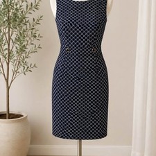 Tahari Arthur S. Levine Navy Geometric Sheath Dress – Size 6