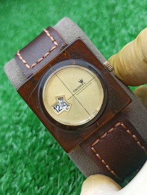 Vintage Cronel Jump Hour Watch - 1970s Retro Plexiglass Digital Mechanical Swiss