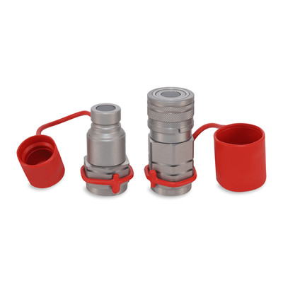 1/2  Flat Face Hydraulic Quick Couplers Set - 5/8  SAE Thread