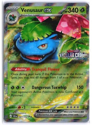 Venusaur ex 001/142 SV07: Stellar Crown Holofoil EN Pokemon NM