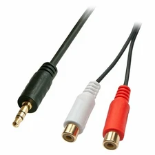 6 FT 3.5mm Stereo Male to 2 RCA Dual Audio Female Adapter Speaker Cable Black