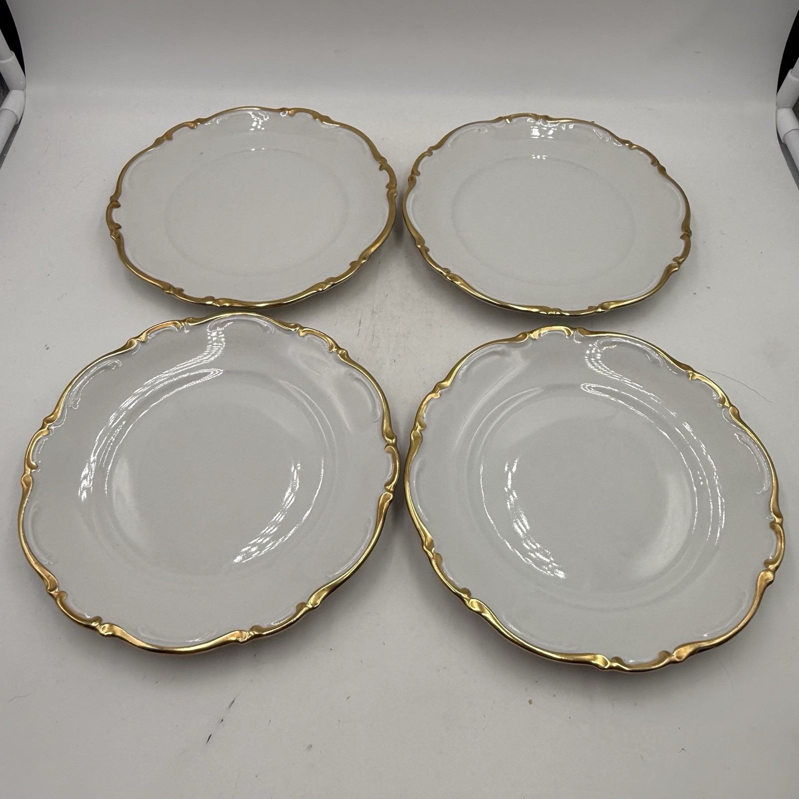 Mitterteich Bavaria Golden Lark Salad Plates 7.75" Set Lot of 4 Made in Germany