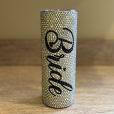 Skinny Tumbler Rhinestone Bride Cup Custom Sparkle Wedding Gift White