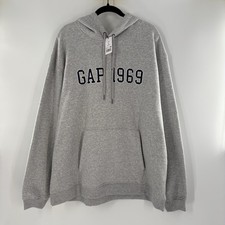 GAP ATHLETIC MEN'S WOMEN'S APPLIQUE LOGO HOODIE SWEATSHIRT HEATHER GRAY 2XL NWT