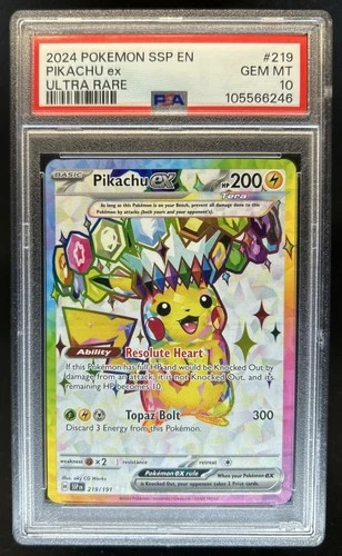 2024 Pokemon Surging Sparks Pikachu Ex #219/191 PSA 10 GEM MINT