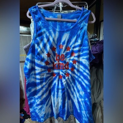 Sunshine Sisters Be King red White Blue 2X gildan Tank Top Hand Dyed New