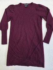 Tahari Womens Purple Burgundy Merino Wool Blend Long Tunic Sweater Short Dress S