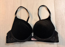 Vintage Victoria's Secret Velvet Bra Sz 34B Black