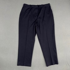 Lands End Pants Womens 16W Navy Blue Straight Leg High Rise Elastic Waist Chino