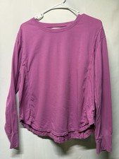 Xirena Magenta Pink Cotton Long Sleeve Tee Curved Hem Size S Made in USA