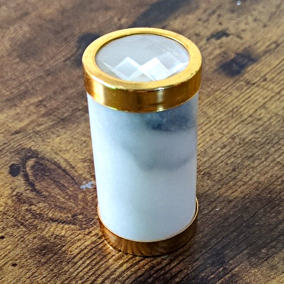 Vintage White Marble Kaleidoscope with Brass Trim, Marble & Brass Design