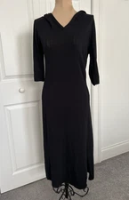Guess Collection Hooded Elbow Length Sleeve Knit Sweater Midi Dress Black Size S