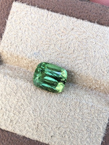 6.40 Carat Cushion Cut Pakistani Peridot With Ludwigite Inclusions, Ring Size - Picture 4 of 8