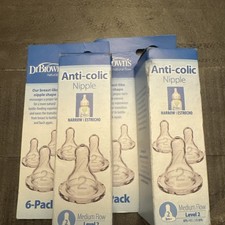 Dr. Brown  s Level 2 ANTI-COLIC Nipples  3m  Medium Flow 6 Ct 2 Boxes