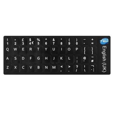 Adhésifs Clavier Noir Layout Qwerty UK Anglais Eng Lettres PC Portable Noir _ - Photo 1/4