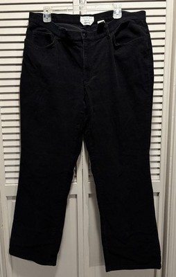 Covington Corduroy Pants Sz 18 Stretch Black Wide Leg Mid Rise Zip Pockets