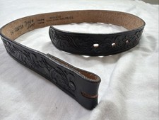 Tony Lama Top Grain Leather Belt Western Design Black Size 26 C60113 Made In USA