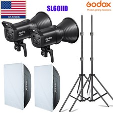 2X Godox SL60IID 70Ws LED Video Light LED Studio Light 60 90cm Softbox Stand kit