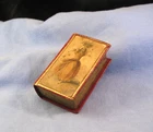 ANTIQUE VICTORIAN POCKET NEEDLE CASE PIN CUSHION FIGURAL MINIATURE LEATHER BOOK