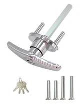 Garage Door Lock T-Handle Locks Latch Replacement Parts with 4 Keys, Nickle
