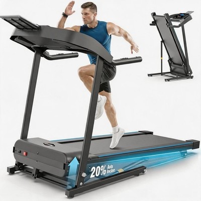 4.5HP Heavy Duty Treadmill with 20% Auto Incline Folding Running Machine 400 lbs