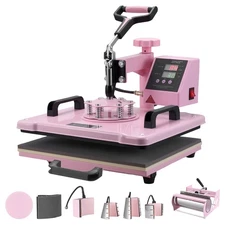 Heat Press Machine 12x15 in with 30oz Tumbler Press T-Shirts Pink