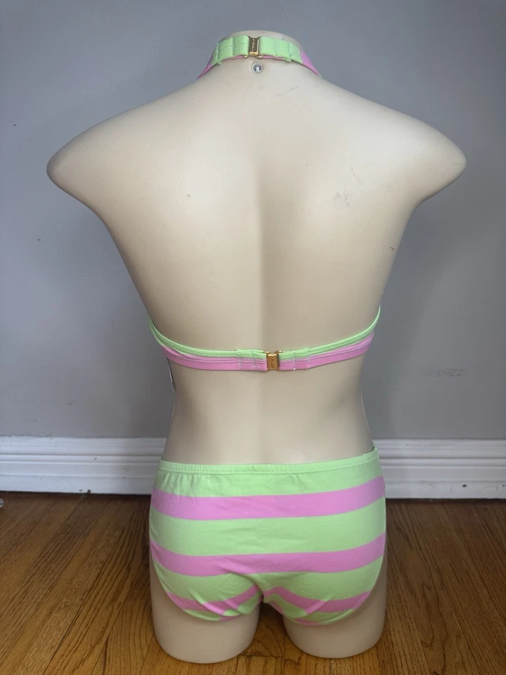 Vintage NWT 90s Ralph Lauren Sport Pink And Green 3 Piece Swimsuit Bikini Large - Image 4 of 4