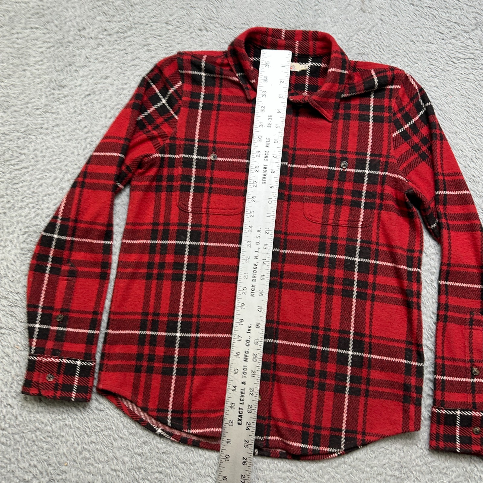 Faherty Legend Sweater Shirt Womens S Red Plaid Flannel Button Up Soft Stretchy image 8