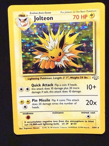 Pokemon Card Jungle Jolteon Holo Rare 4/64 WOTC Vintage LP/MP