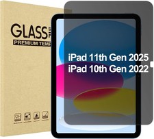 1 Pack Privacy Screen Protector for iPad 11th/10th Gen, Anti-Spy Tempered Glass