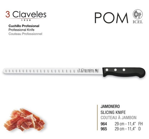Soporte Jamonero Afinox Pectus De Silestone Negro + Juego Cuchillos 3 Claveles - Imagen 10 de 12